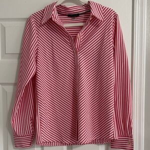 NWOT Tommy Hilfiger Pink and White Striped Button Down Blouse